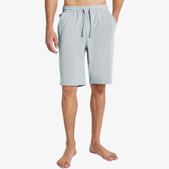 Men's Workout Cotton Shorts 11'' Long Gym Athletic Knit Shorts Men's Shorts Pale Grey / S MIER