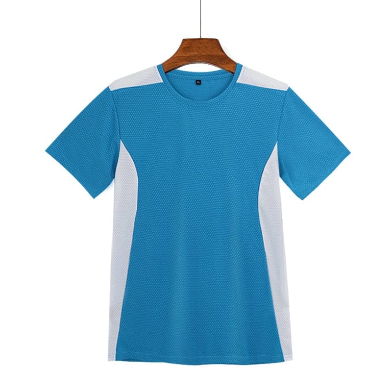 Men t-Shirts Sport Gym Fitness Tshirts Man Short Sleeve Bodybuilding Top Quick Dry Football Shirts Jerseys Male Gym Clothing 4XL 0 Blue / M MIER