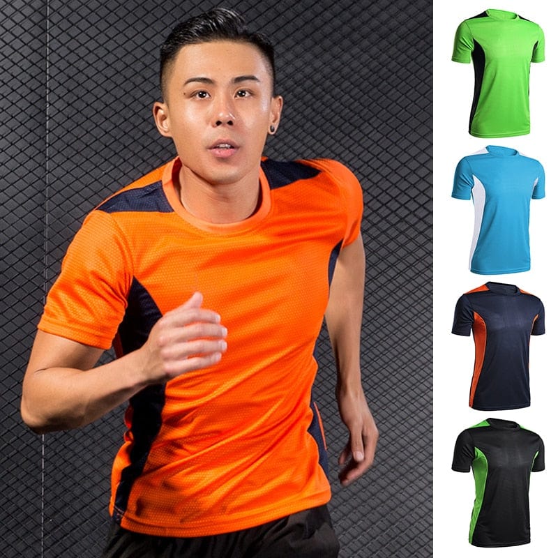 Men t-Shirts Sport Gym Fitness Tshirts Man Short Sleeve Bodybuilding Top Quick Dry Football Shirts Jerseys Male Gym Clothing 4XL 0 MIER