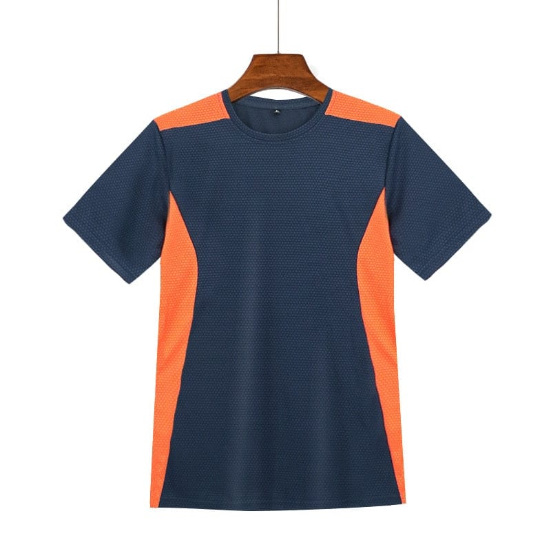 Men t-Shirts Sport Gym Fitness Tshirts Man Short Sleeve Bodybuilding Top Quick Dry Football Shirts Jerseys Male Gym Clothing 4XL 0 Navy Blue / M MIER