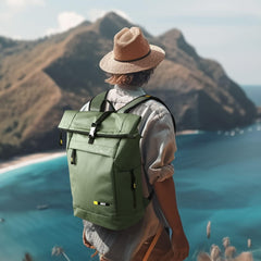 Roll-top Travel Backpack with Laptop Compartment Backpack Bag MIER