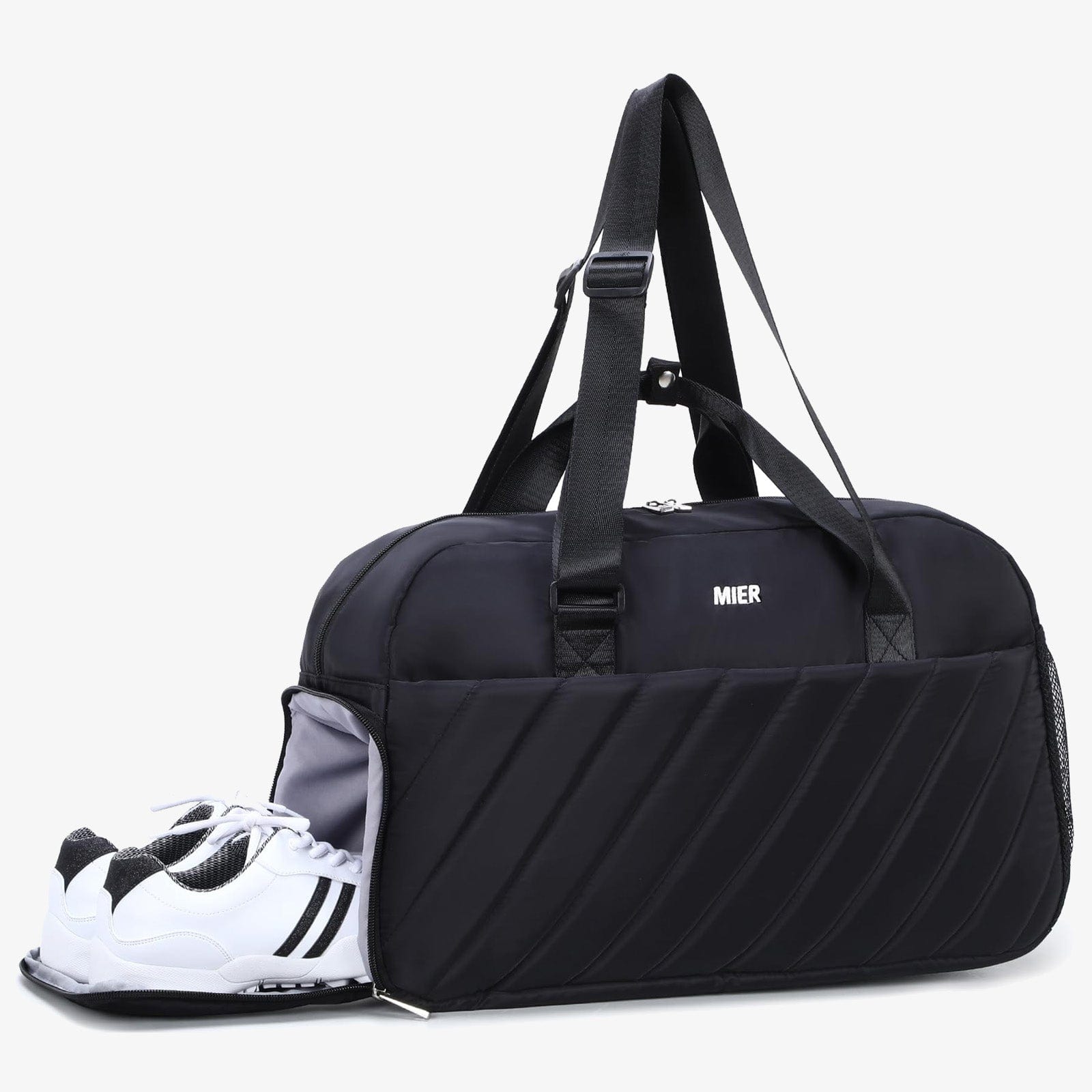 Travel Duffle Bags for Women Girls Quilted Sports Gym Duffel Gym Duffel Bag Black MIER