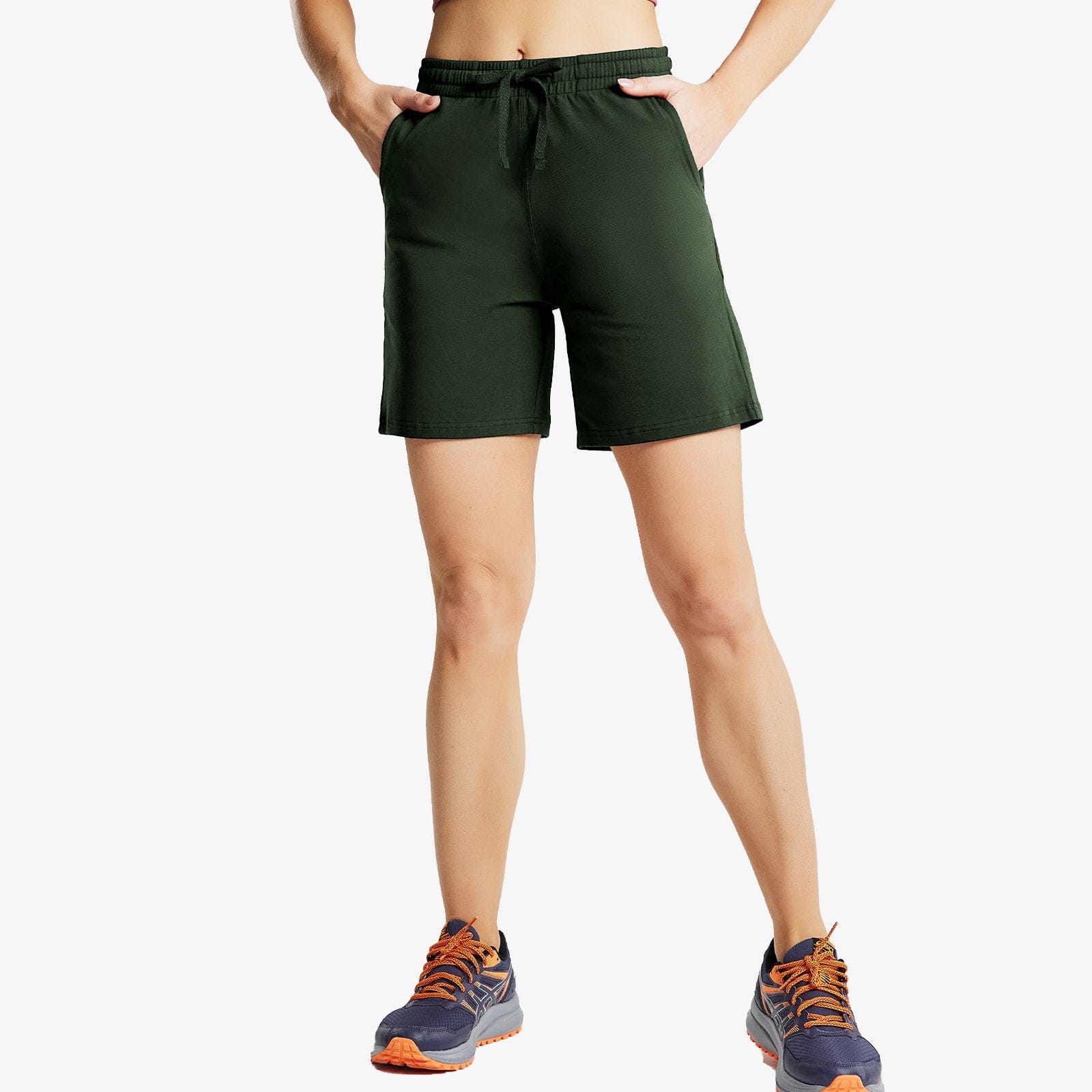 Women's Bermuda Cotton Shorts with Pockets Lightweight & Stretch Women Shorts Dark Green / S MIER