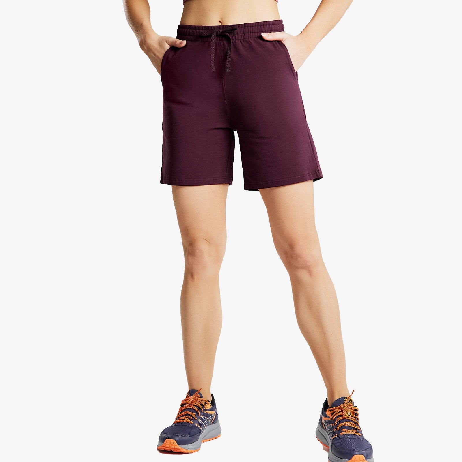 Women's Bermuda Cotton Shorts with Pockets Lightweight & Stretch Women Shorts Wine Red / S MIER