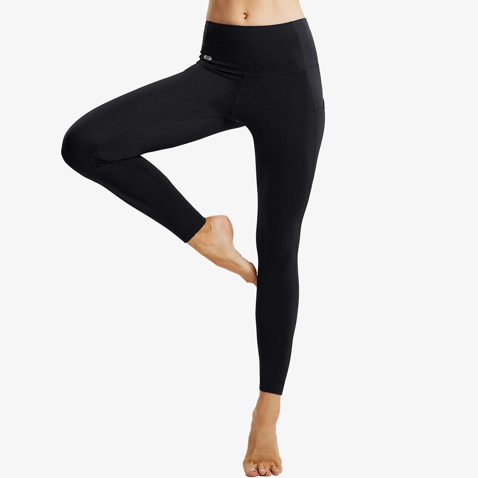 Women's High Waist Yoga Pants with Pockets, Full Length - Black / S