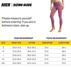 Women's High Waist Yoga Pants with Pockets, Full Length Women Yoga Pants MIER
