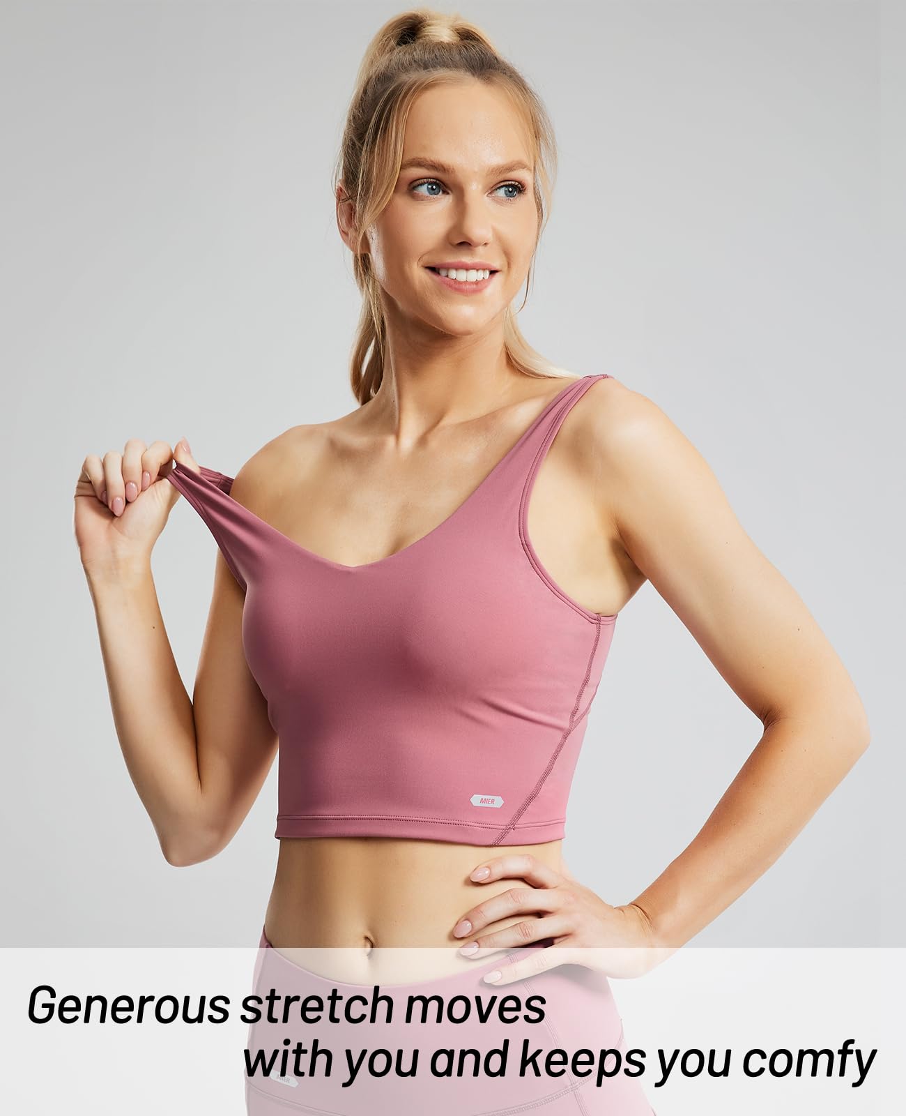 Longline Sports Bra for Women,Spaghetti Straps Padded Crop Tank