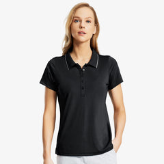 Women's Polo Shirts Short Sleeve Moisture Wicking Collared Tshirts Women Polo Black / S MIER