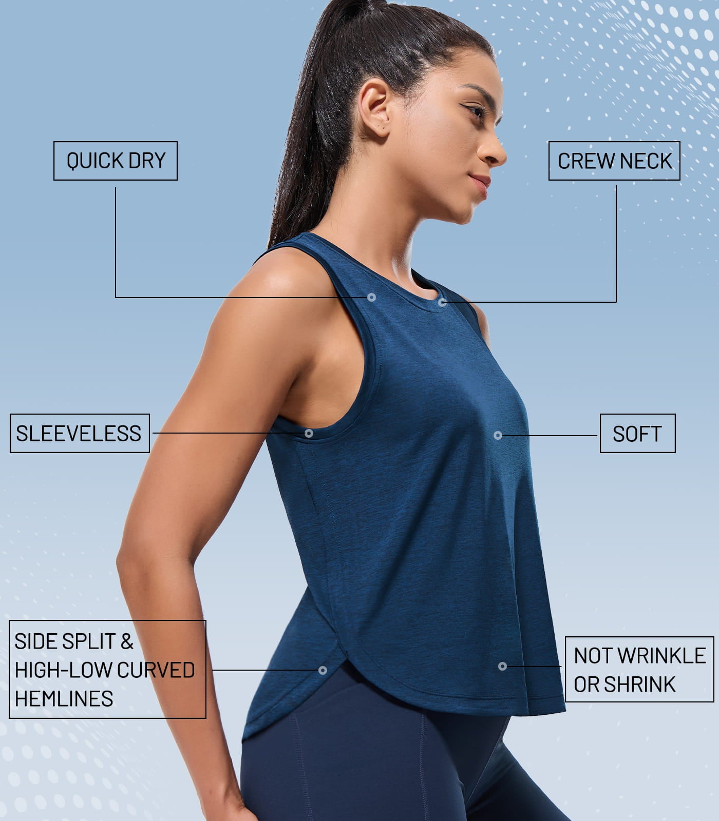 MIER Athletic Running Tank with Side Slits Breathable and Durable Women Tank Top