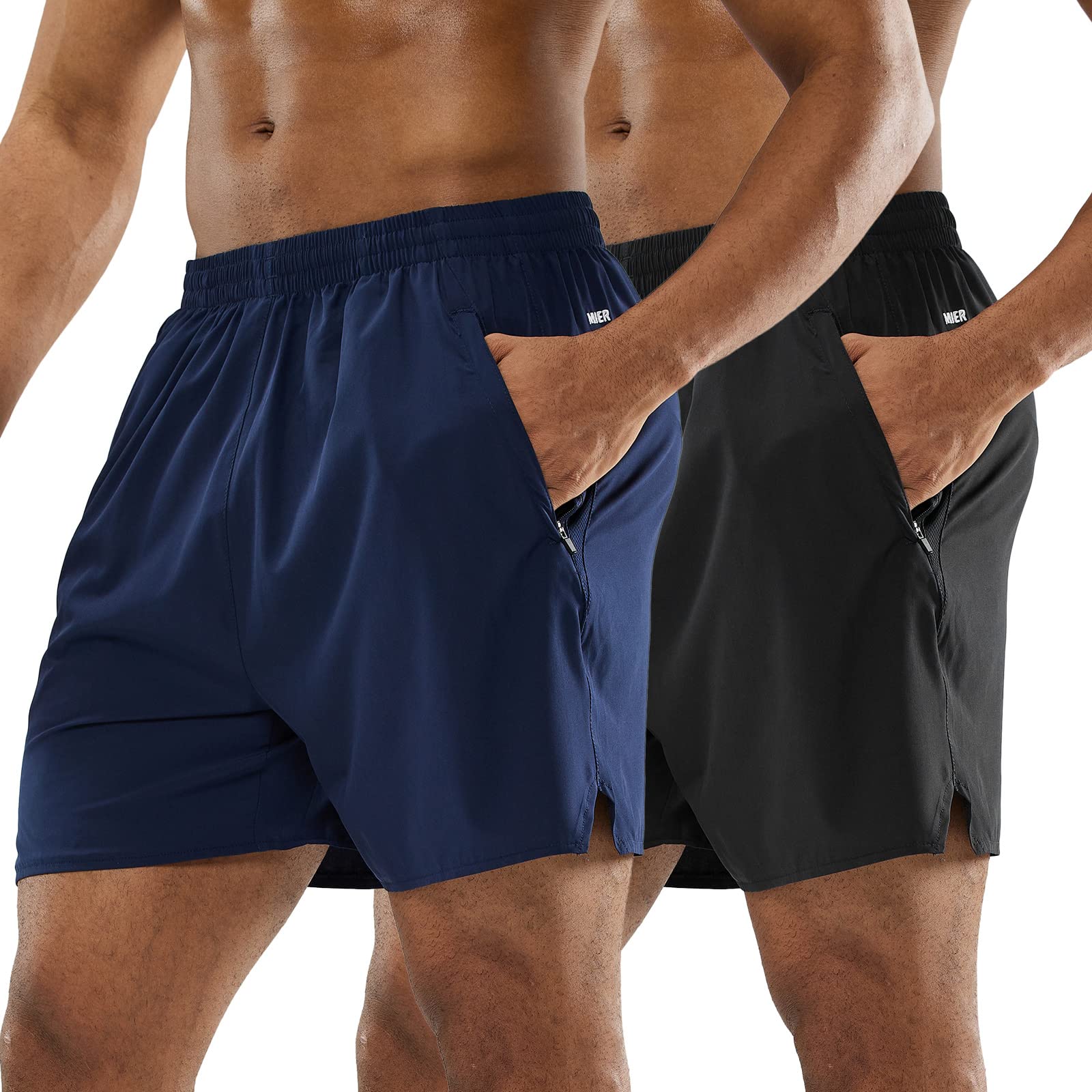 Pantalones cortos de entrenamiento para hombre de 5 pulgadas con bolsillos con cremallera