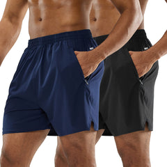 Herren Workout 5 Zoll Laufshorts mit Reißverschlusstaschen