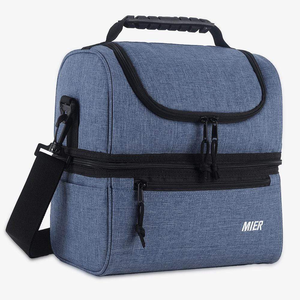 MIER Adult Lunch Box Insulated Lunch Bag Large Cooler Tote, Bluesteel / Medium