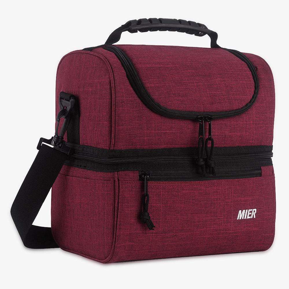 MIER Large Lunch Box for Men Insulated Lunch Bags, Red Stripes