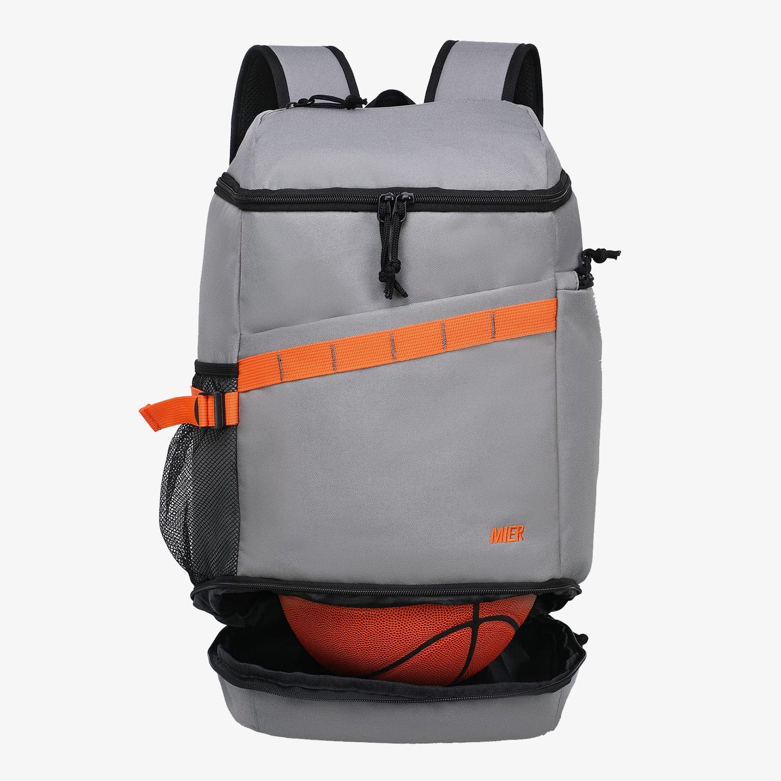 Basketball Backpack Soccer Bag with Shoes Ball Compartment Backpack Bag Grey MIER