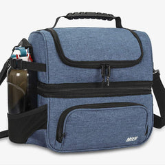 Dual Compartment Large  Insulated Lunch Bag Cooler Tote Lunch Bag Bluesteel MIER