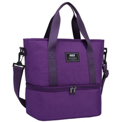 Dual Compartment Lunch Bag for Women Insulated Lunch Box Totes Fashionable Lunch Bag Purple MIER