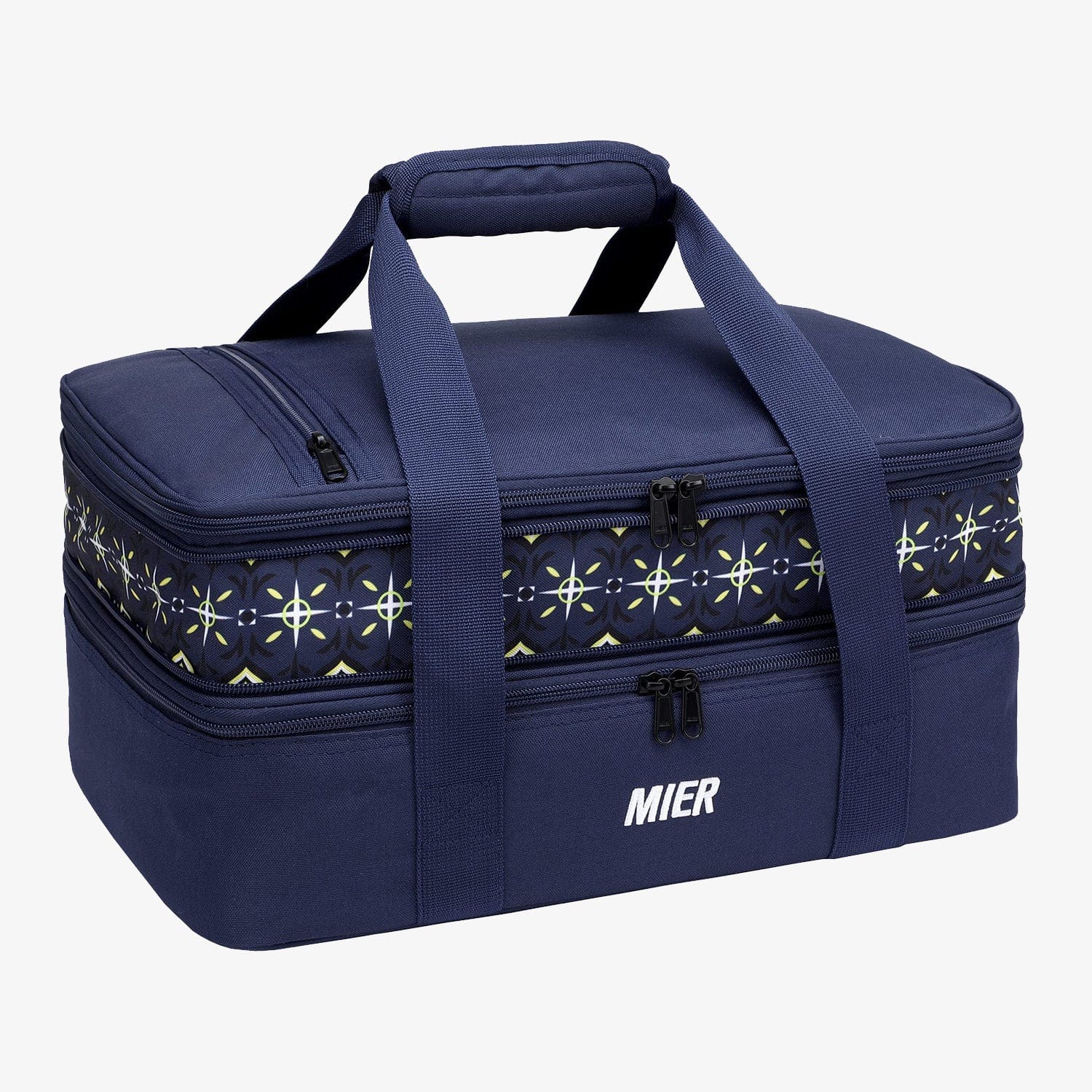 MIER Expandable Lunch Bag Insulated Lunch Box for Men Boys, Navy Blue