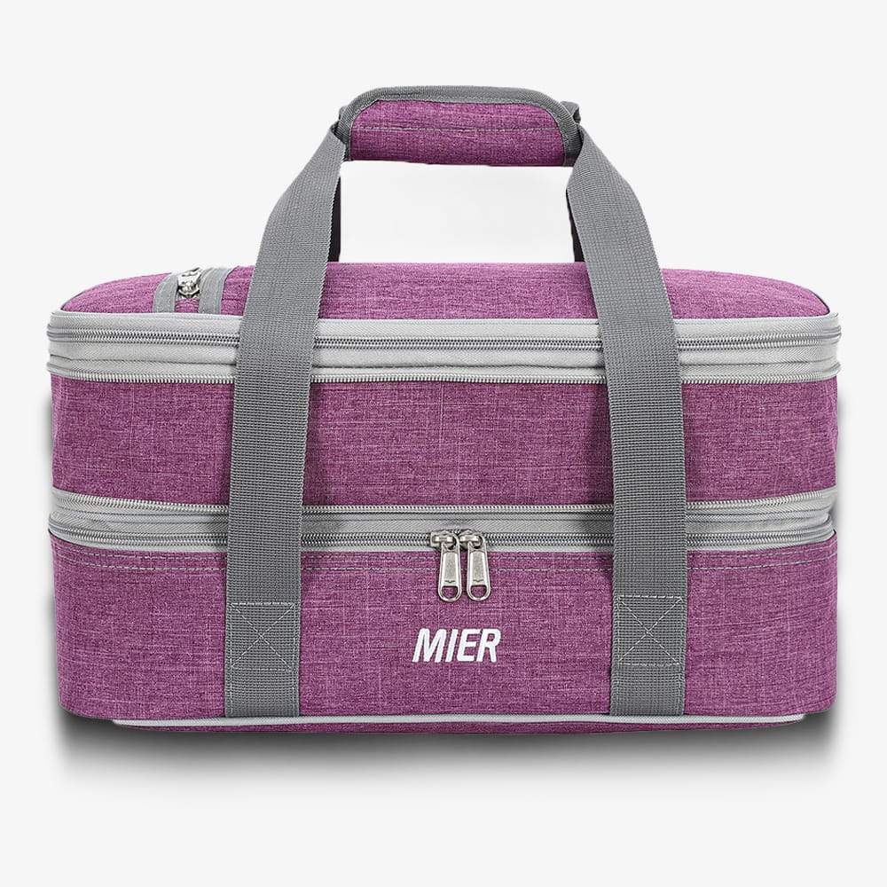 Expandable Insualted Double Casserole Carrier Lunch Tote Lunch Bag Purple / 25L MIER
