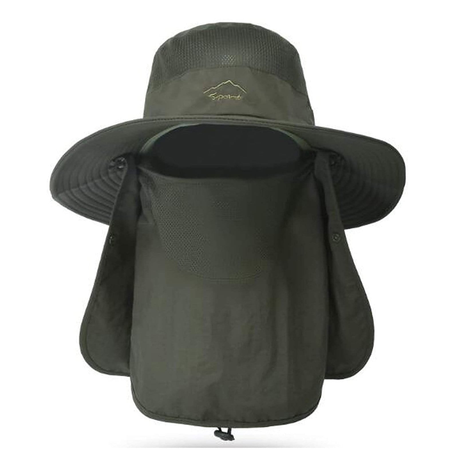 Fishing Hat Sun Cap with Removable Face Neck Cover Fishing Hat Army Green MIERSPORTS