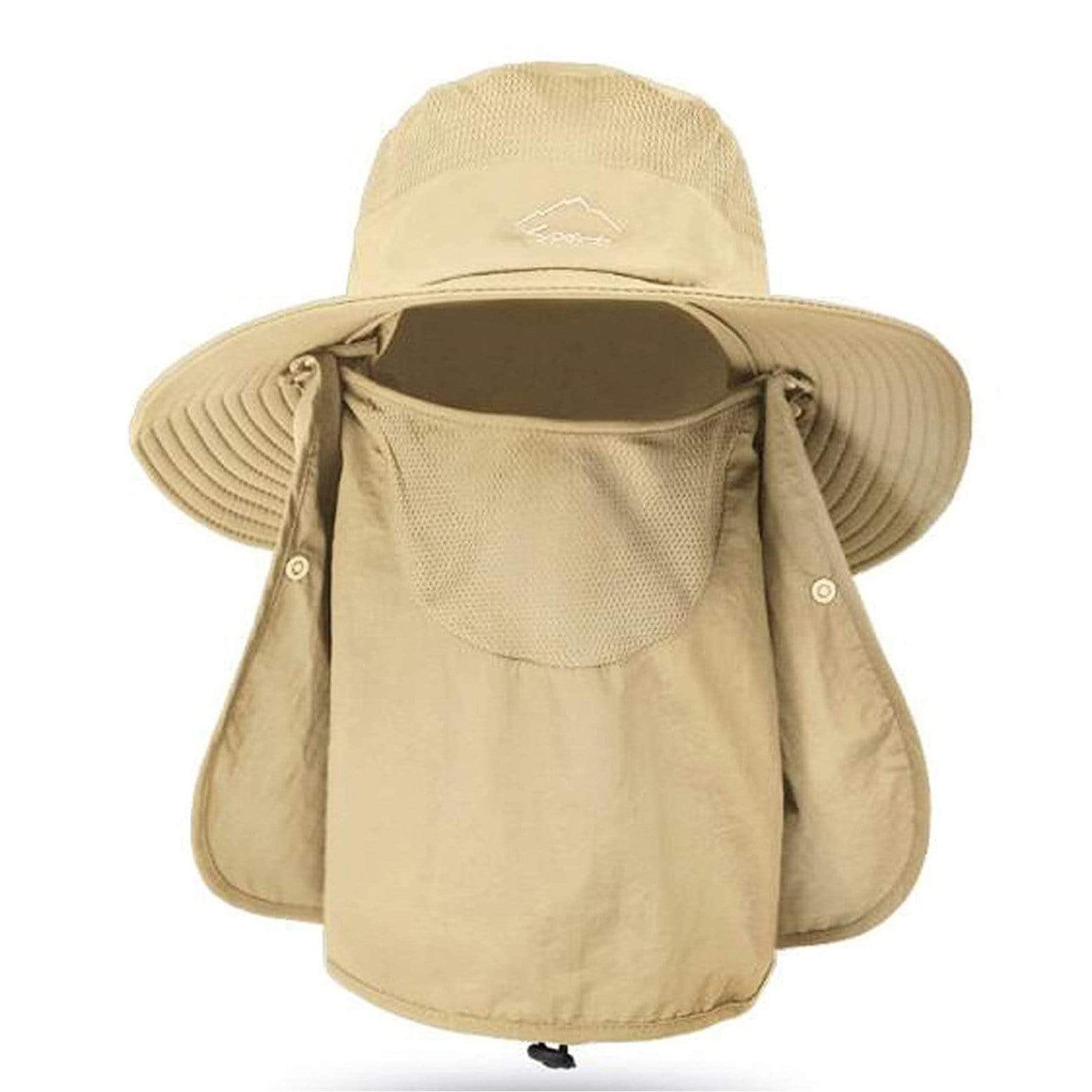 Fishing Hat Sun Cap with Removable Face Neck Cover Fishing Hat Khaki MIERSPORTS