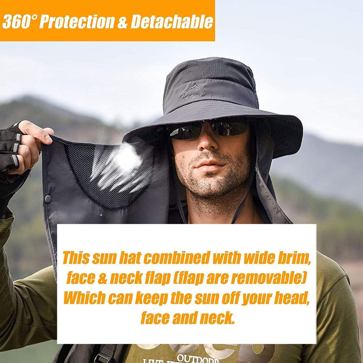 Uv Protection Face Neck Cover Fishing Sun Protect Cap Hat Men