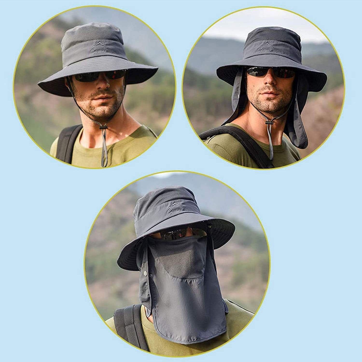 Fisherman Hat Summer Youth Sunscreen Breathable face-shading quick-dry  Outdoor Pot Cap Camping Hiking Fishing Hat Free Shipping
