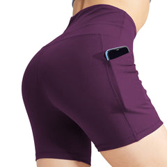 High Waist Yoga Tummy Control Shorts, 5Inch/8 Inch Bottoms Deep Violet / X-Small / 5 inches MIER