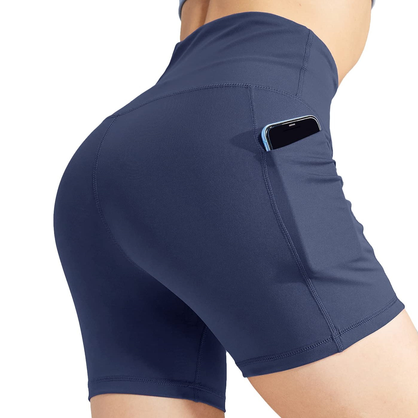 Women's High Waist Yoga Tummy Control Shorts, 5 Inch - Navy / S