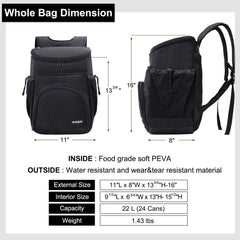 Insulated Cooler Backpack with Tablet Pocket, Leakproof Cooler Backpack Cooler Black MIER