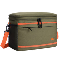 Insulated Cooler Lunch Bags with Expandable Compartment 12 Can Adult Lunch Bag Army Green Orange MIER