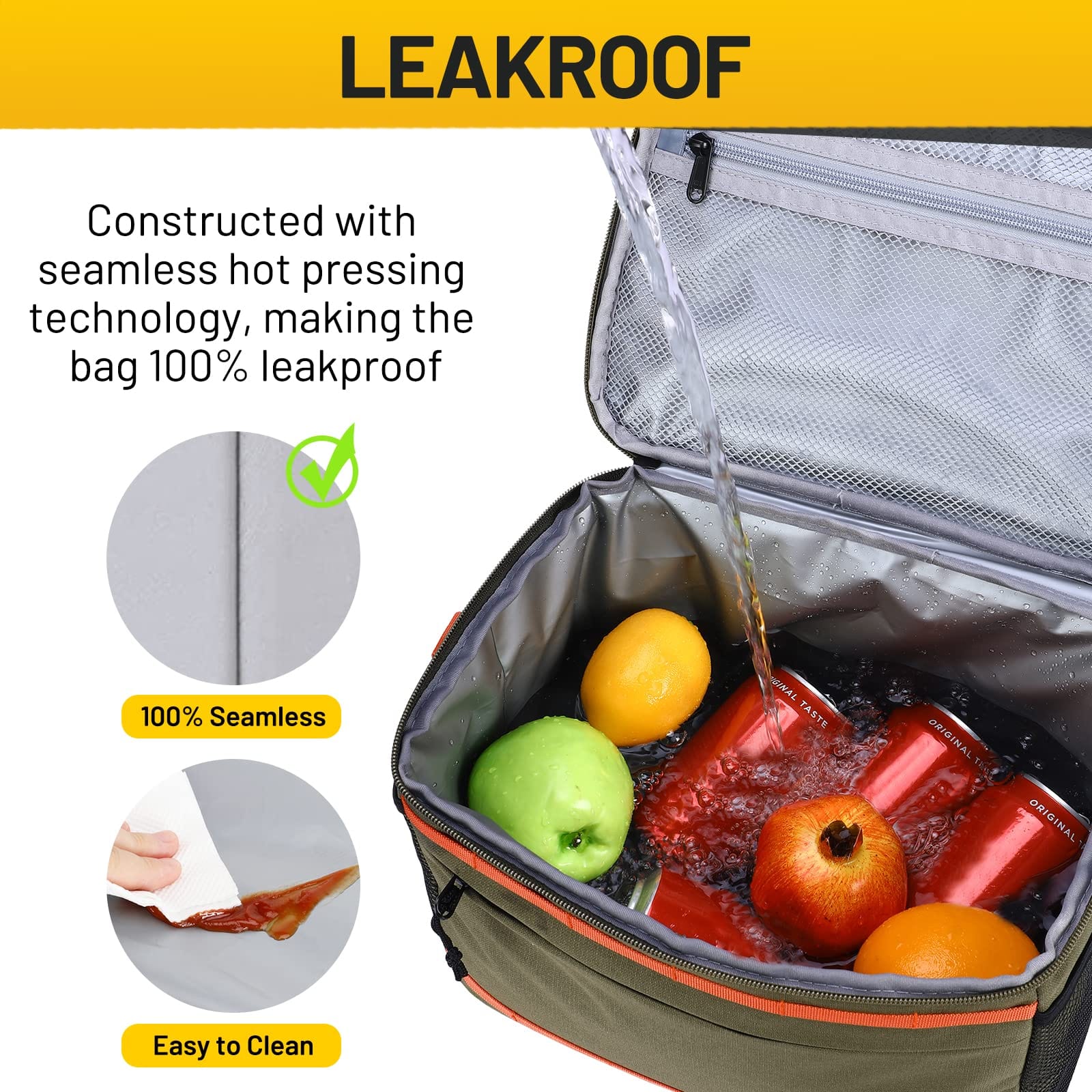 Insulated Expandable Lunch Bags Tote Thermal Cooler Leak Proof