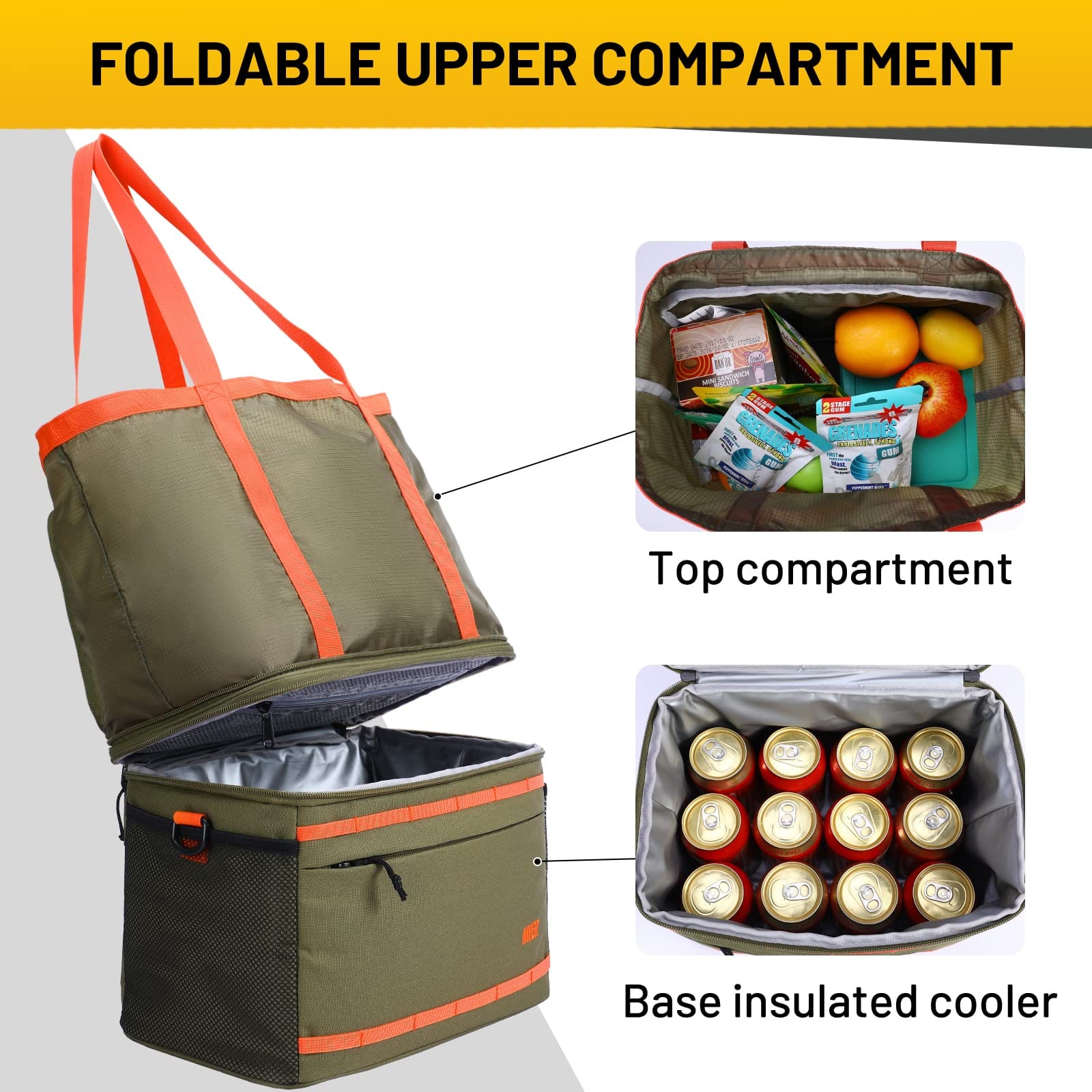 Insulated Cooler Lunch Bags with Expandable Compartment 12 Can Lunch Bag MIER