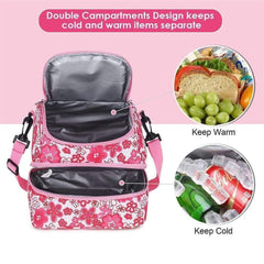 Insulated Double Compartment Lunch Bag with Shoulder Strap Lunch Bag MIER