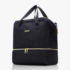 Insulated Lunch Bags with Dual Compartment Wide Open Lunch Bag Black Golden / Medium MIER