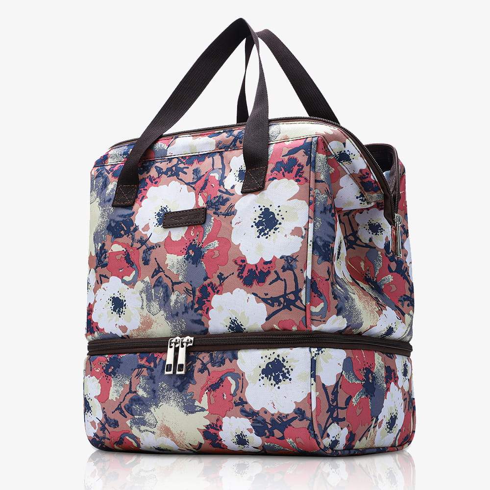 Insulated Lunch Bags with Dual Compartment Wide Open, Floral Anemone / Medium