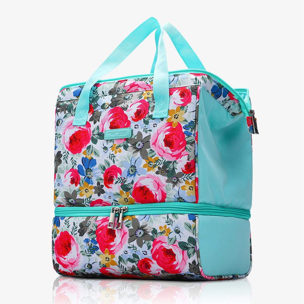 Insulated Lunch Bags with Dual Compartment Wide Open Lunch Bag Floral Mint / Medium MIER