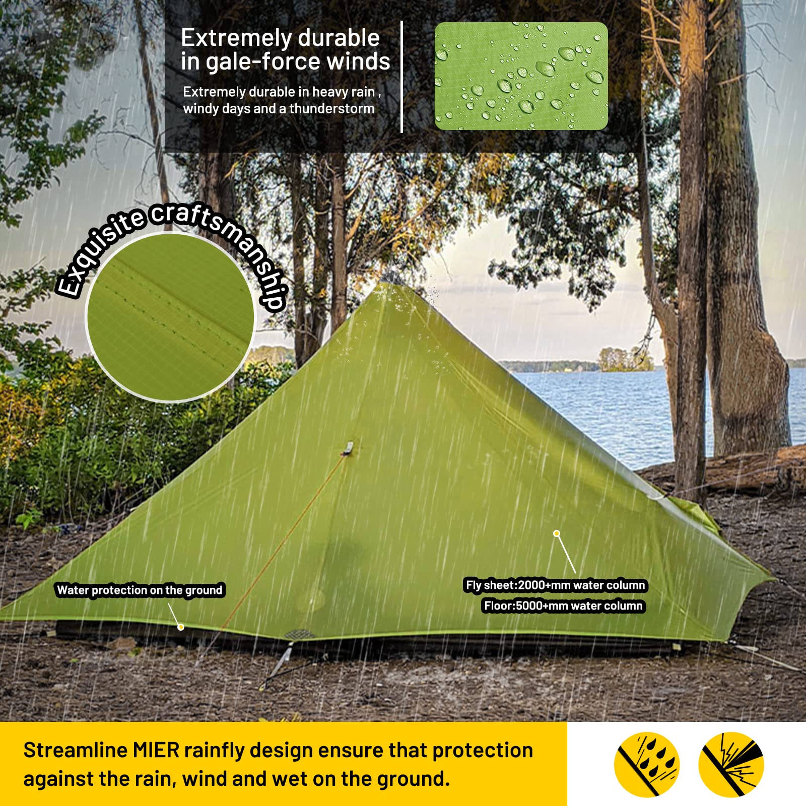Lanshan Pro 1-Person Ultralight Tent 3-Season Backpacking Tent 帐篷 MIER