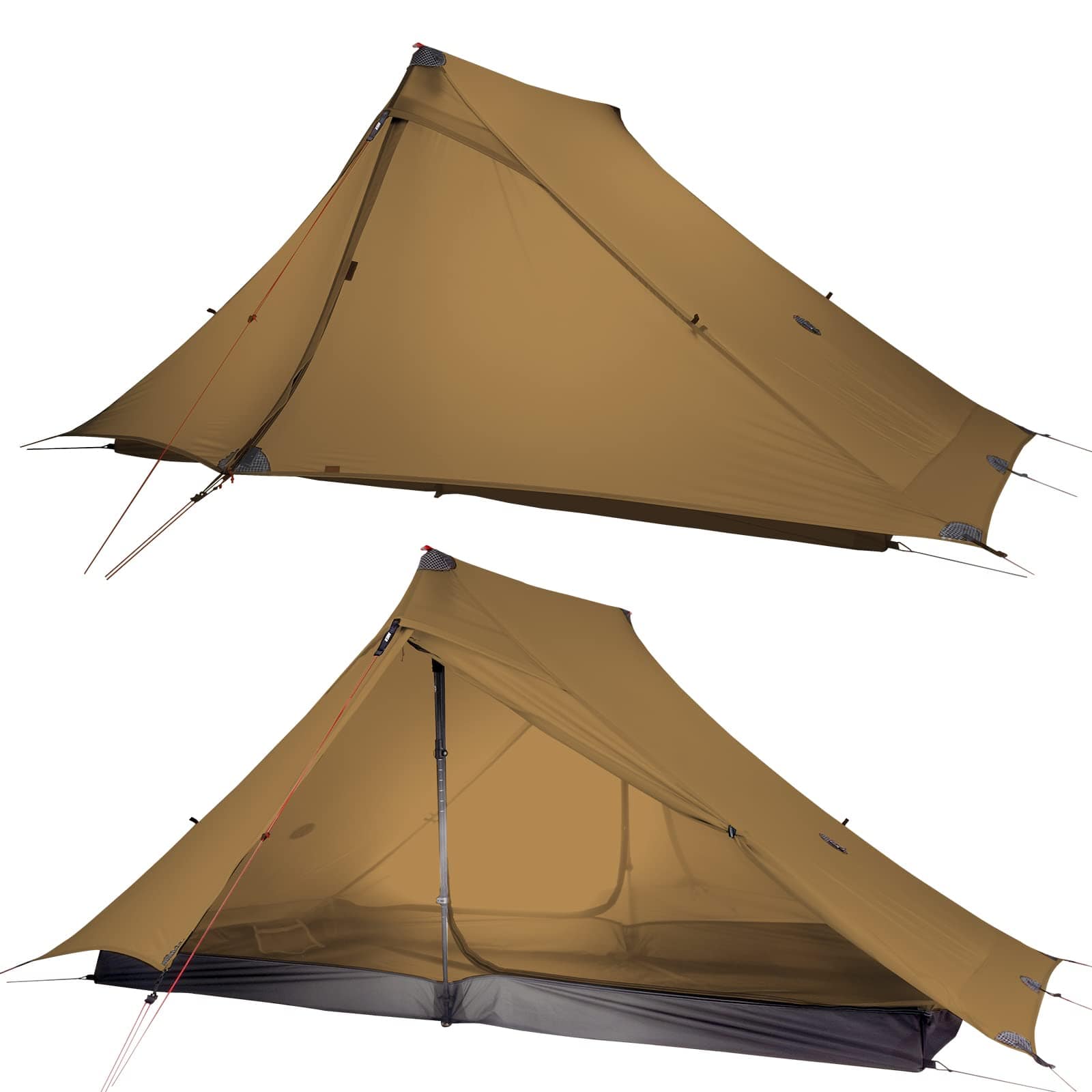 Lanshan Pro 2-Person Ultralight Backpacking Tent 3-Season Camping Tent 帐篷 Khaki MIER
