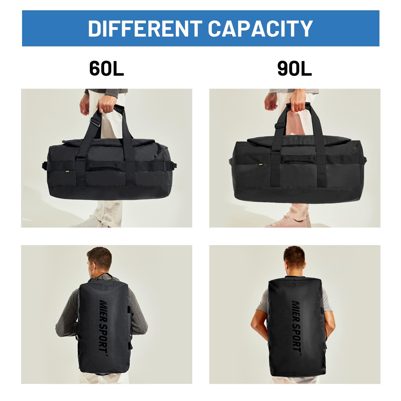 Large Convertible Backpack Duffle Heavy Duty Duffel Bag Backpack Duffel MIER