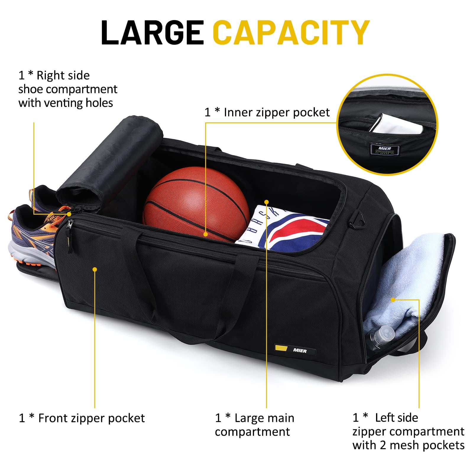 Large Gym Duffle Bags for Men with Shoe Compartment Gym Duffel Bag MIER