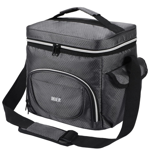 Large Insulated Leakproof Picnic Lunch Cooler Bag Adult Lunch Bag Grey MIER