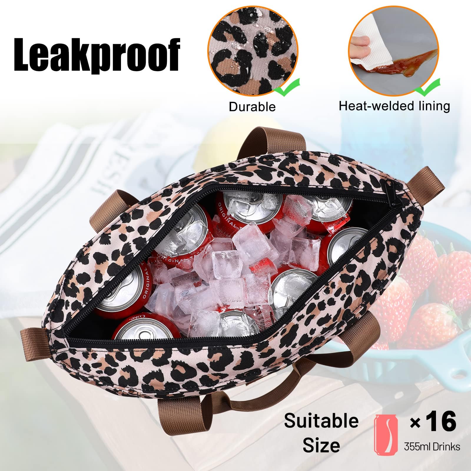 LEAKPROOF BENTO LUNCH BOX - 4 COMPARTMENTS - PINK - LEOPARD –