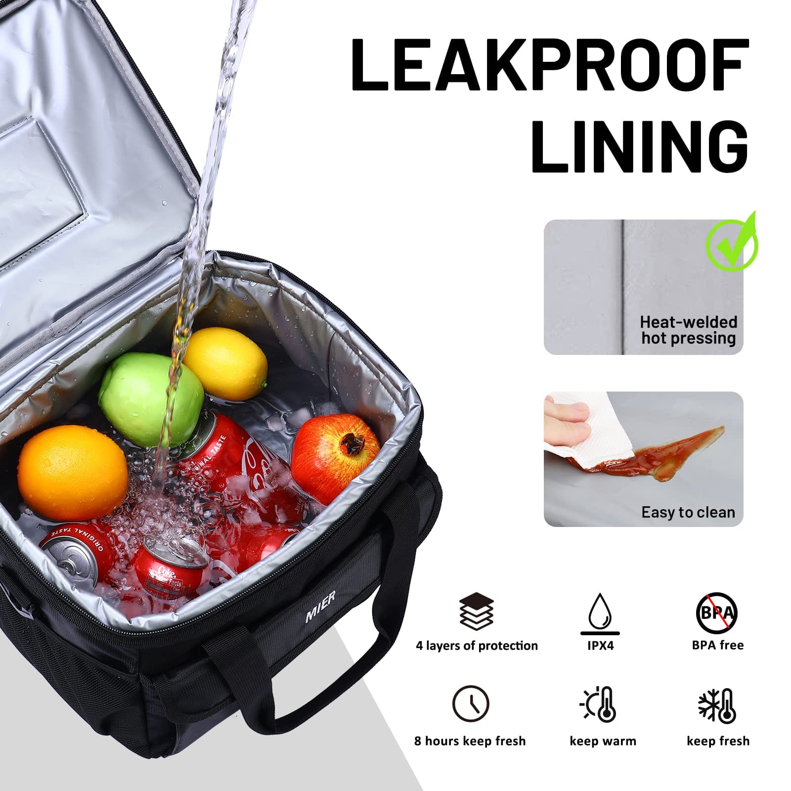 Large Soft Cooler Bag with Dispensing Lid Lunch Bag MIER