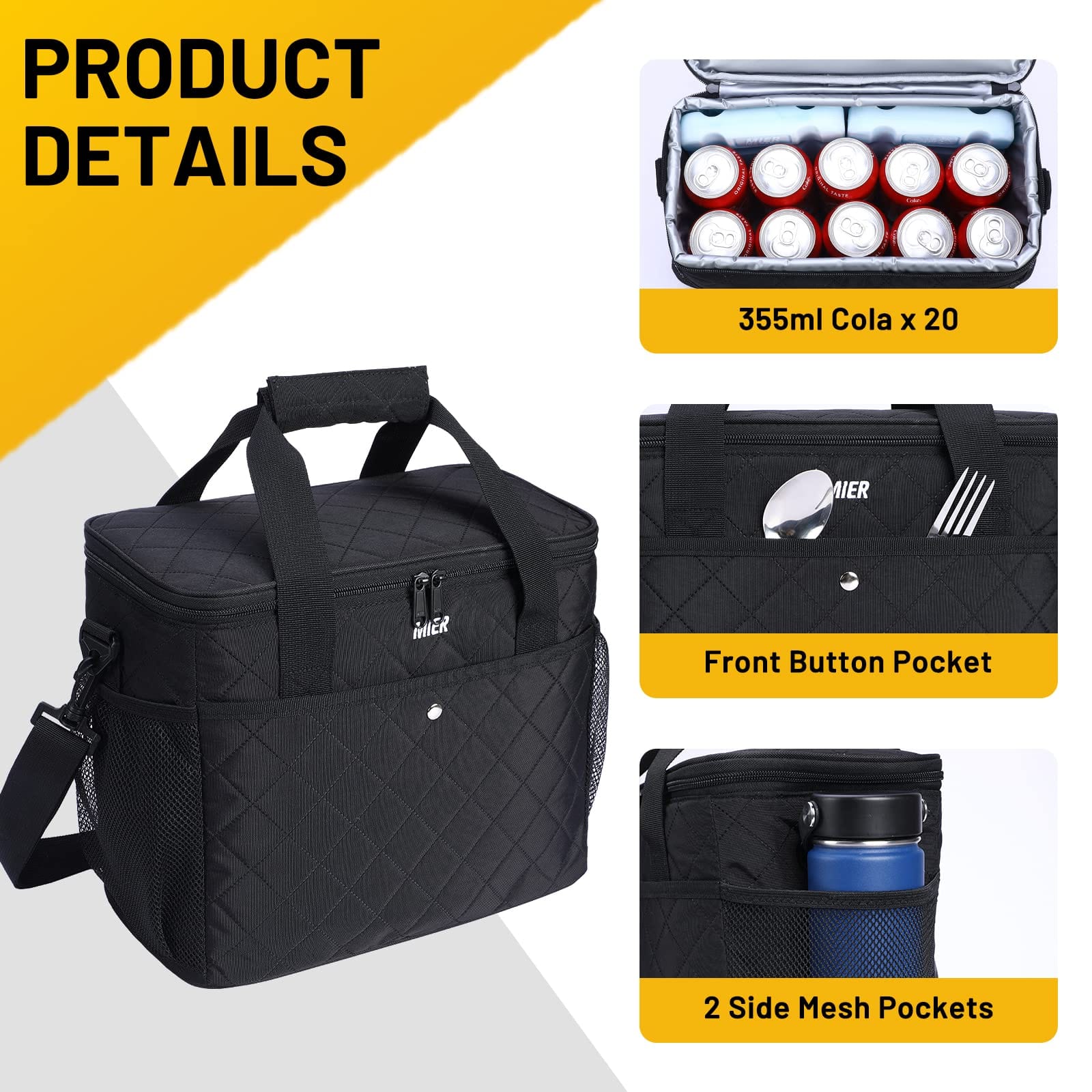 MIER Large Soft Cooler Insulated Lunch Bag Tote for Men Women
