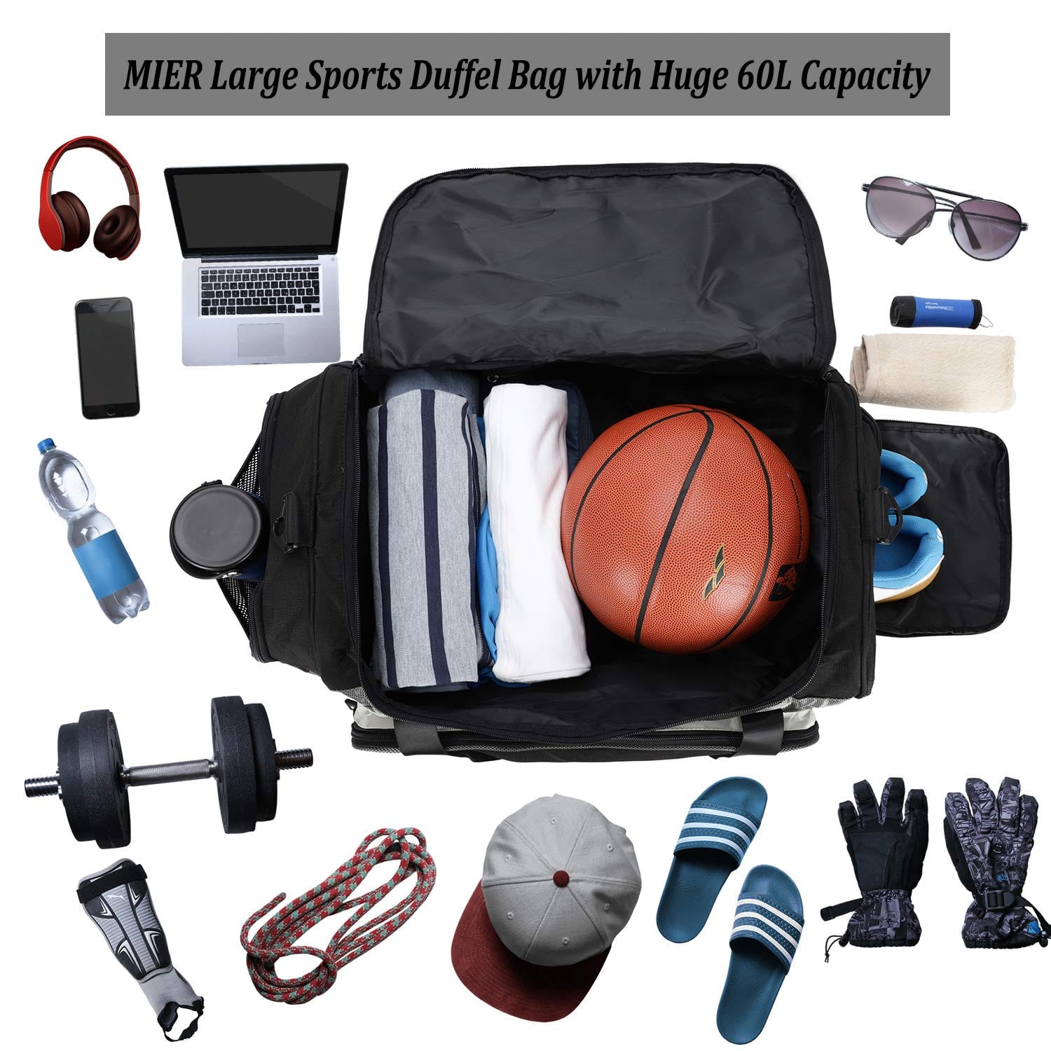 MIER Large Duffel Bag Gym Bag with Shoe Compartment