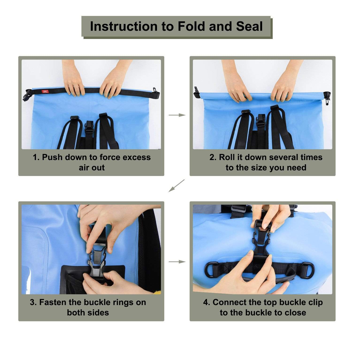 Large Waterproof Sports Backpack Roll Top Dry Bag Backpack Bag MIER