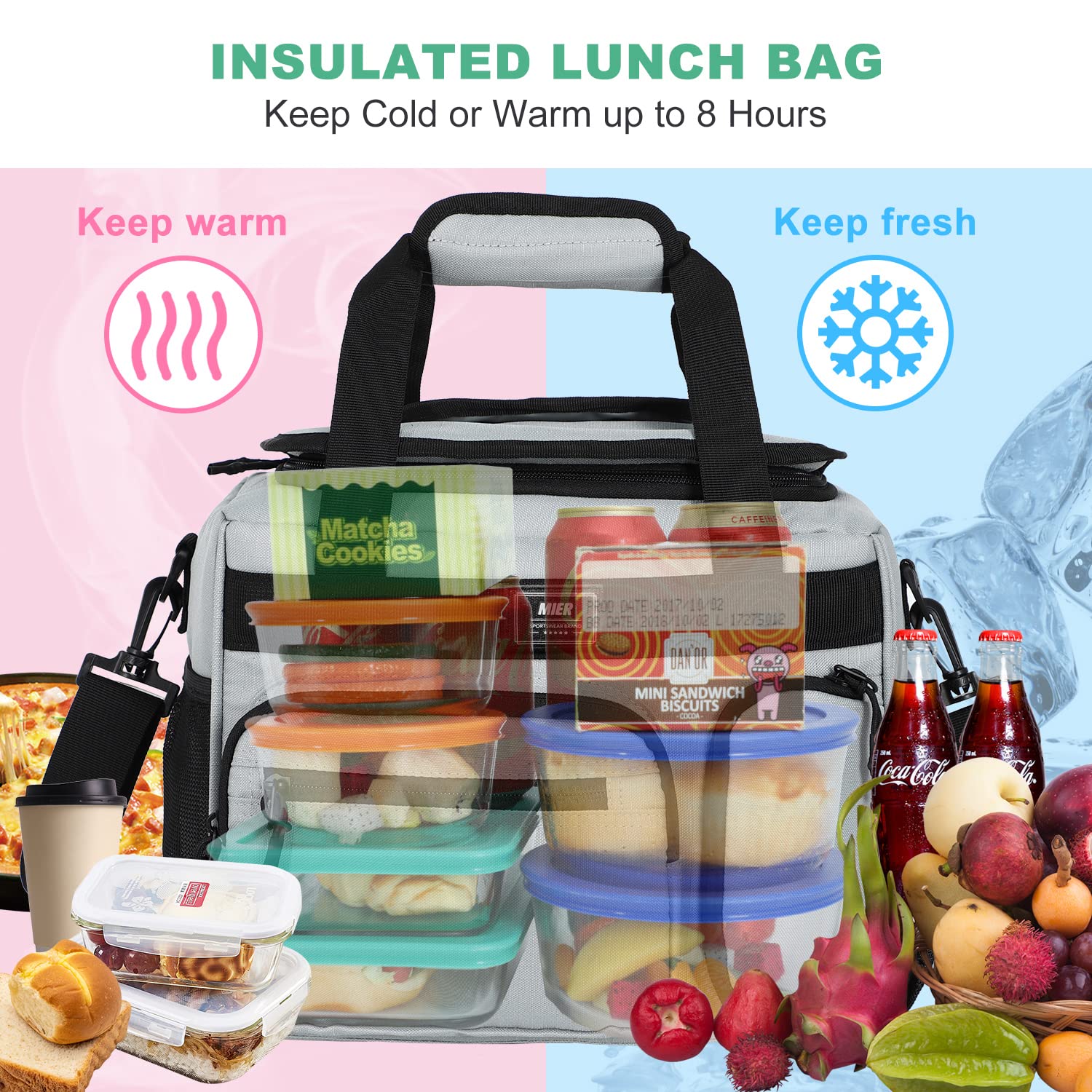 Big Large Insulated Lunch Bag Box Leakproof Cooler Men Women Kids