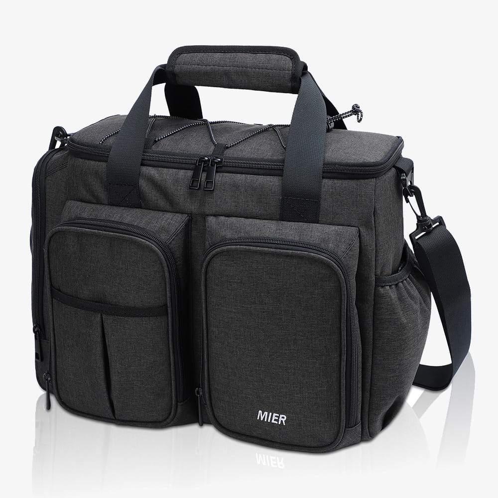 MIER Large Insulated Lunch Cooler Bag for Men Women Fashionable Lunch Bag Dark Grey