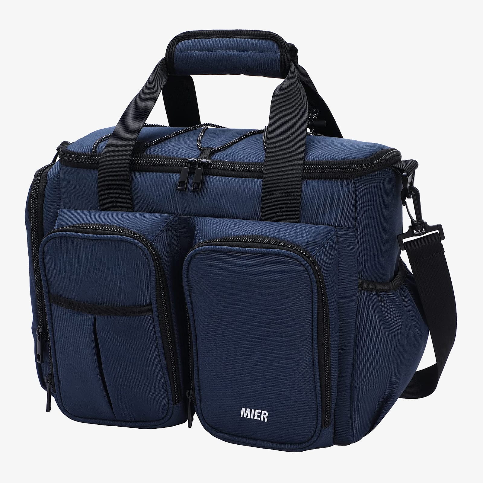 Large Insulated Lunch Cooler Bag with Multiple Pockets - Navy