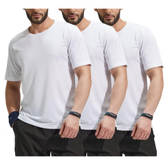 Men Dry Fit Workout T-shirts for Gym Athletic Running, 3 Pack Men Shirts White / S MIER